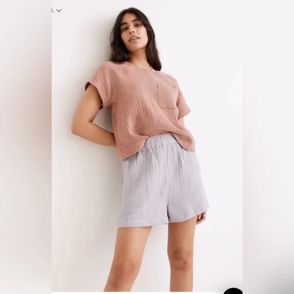 Madewell Easy Pull On Shorts Lightspun In Ivory , size M - Picture 5 of 10